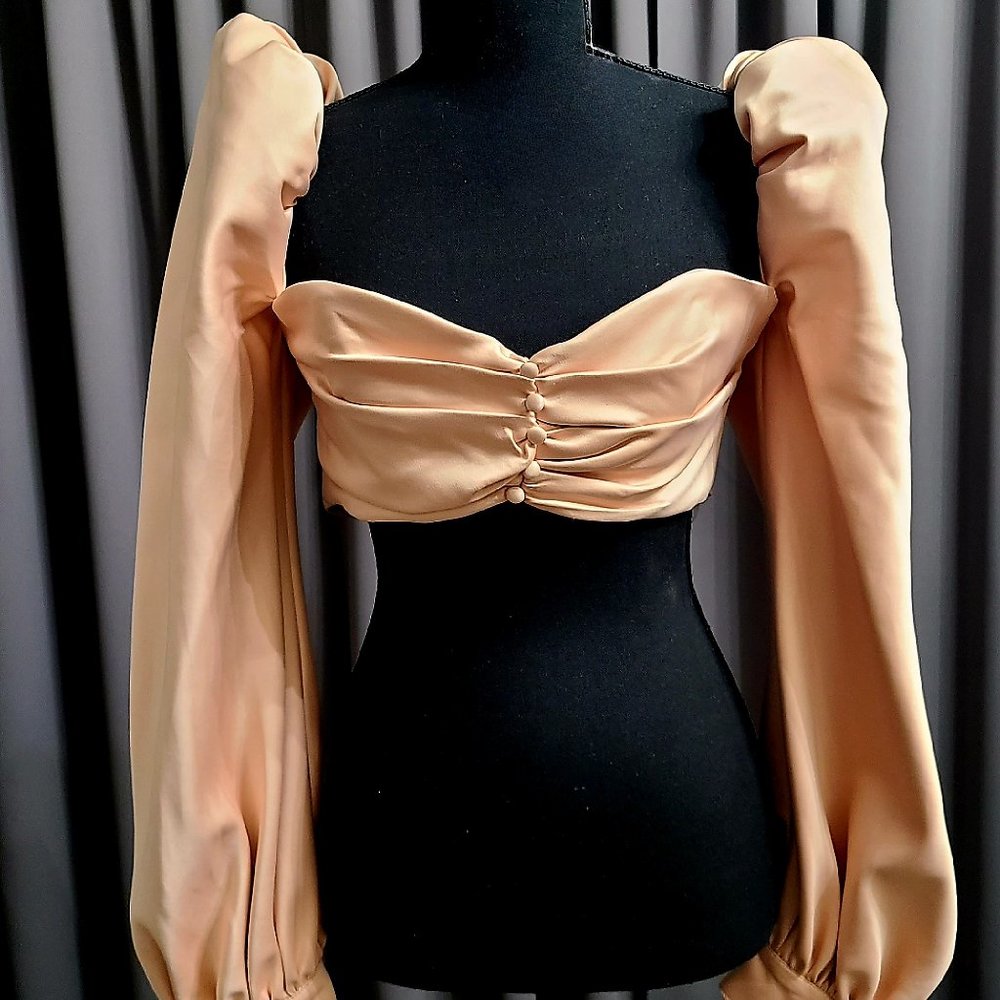 Blush Puff Sleeve Crop Top